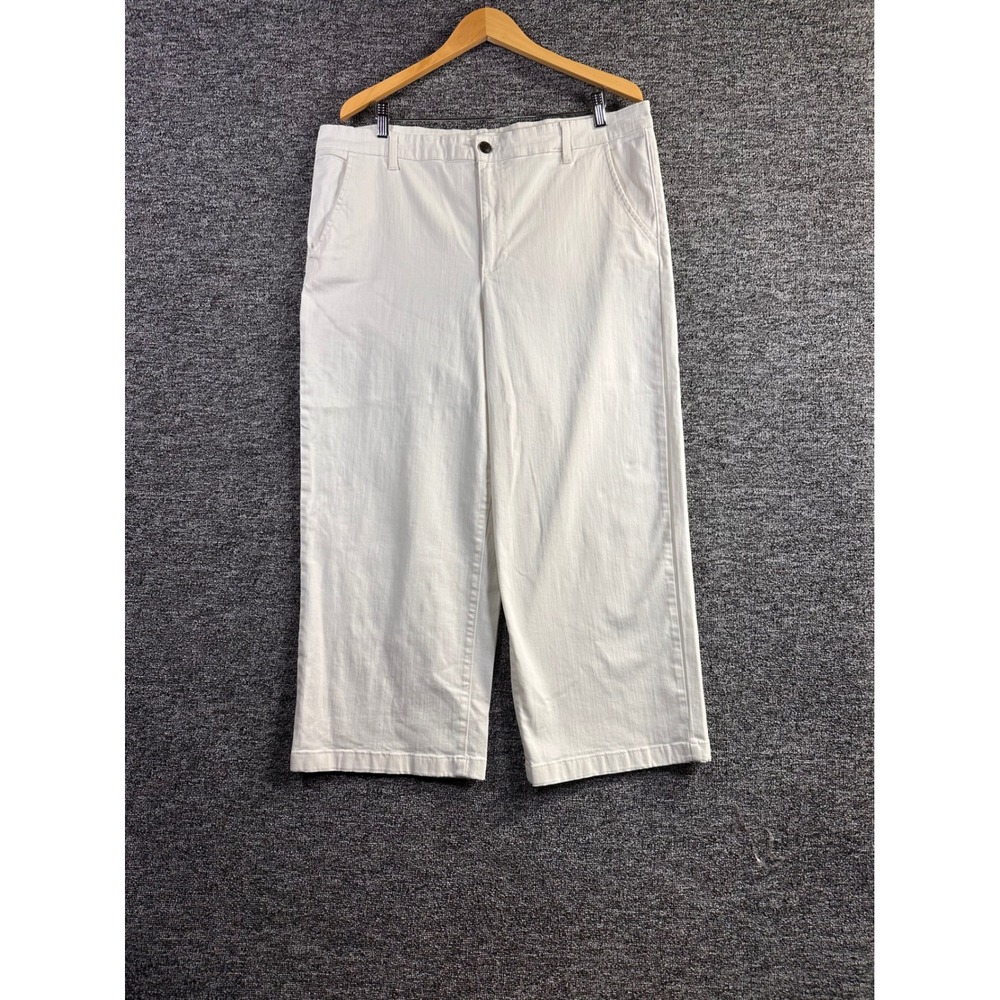 Ella Moss Womens White Wide Leg Cropped Denim‎ Pants Size 16 High Rise Casual